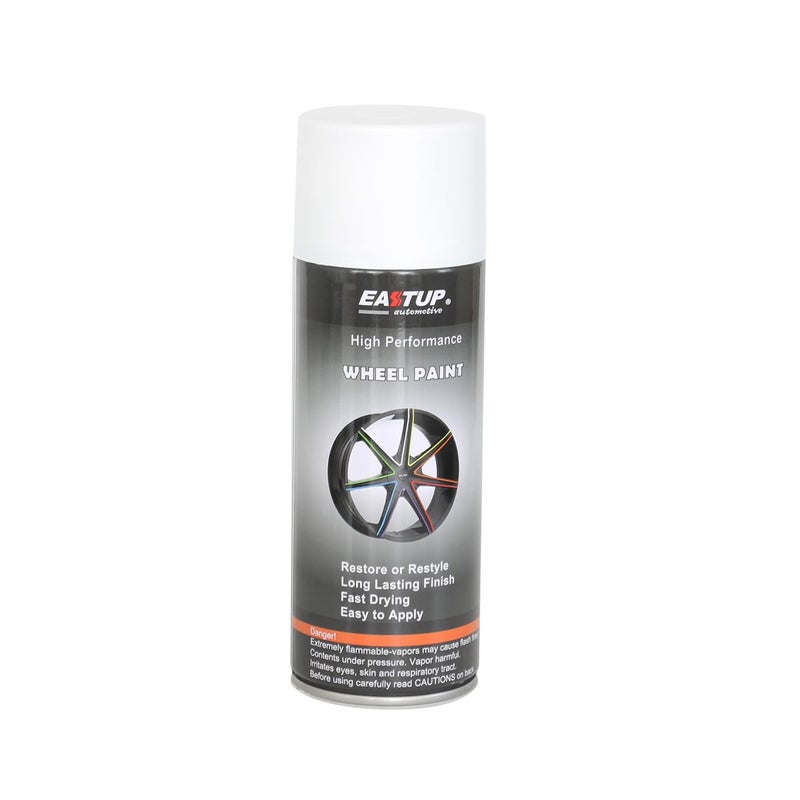 طلاء رش عجلة مينا أكريليك أبيض غير لامع من EASTUP remium - لمسة نهائية رائعة، متانة عالية، مقاومة للبهتان، طلاء حافة سريع الجفاف - Image 1